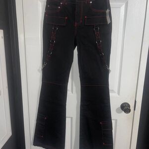 Hot-topic Women's Black and Red Pants size 3 - NWT